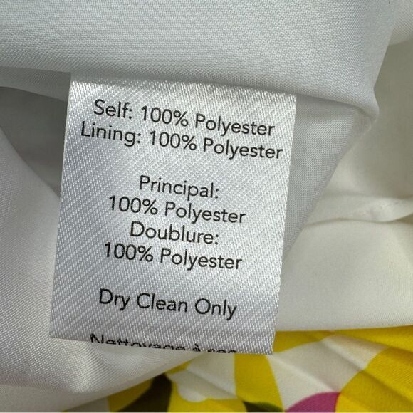 Milly Oria Waves of Zerbra Pleated Halter Maxi Dress Yellow Pink Multi Size 4 - Picture 14 of 15